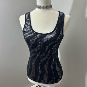 Express Black and Silver Sequin Tank Top